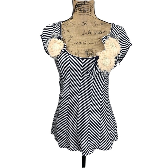 ANTHROPOLOGIE-LITTLE Yellow Button Top Floral 3D Blouse - Picture 2 of 8